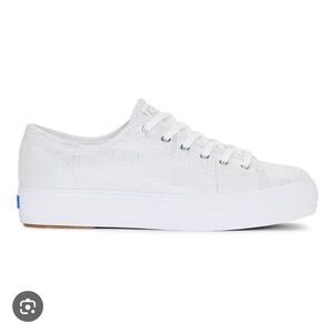 Keds Women's Triple Kick Metallic Textile Silver